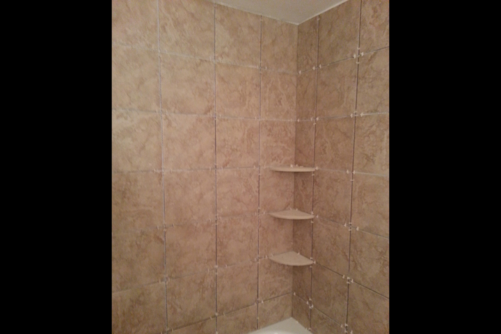 Tiling done - ready for grout